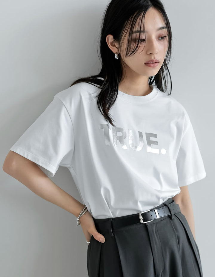【TIME SALE 10%OFF ¥2,498⇒¥2,248】[UVカット][接触冷感][紫外線対策][新色追加]TRUEメタリックロゴプリントTシャツ[mb] トップス 人気レディースファッション通販 リエディ