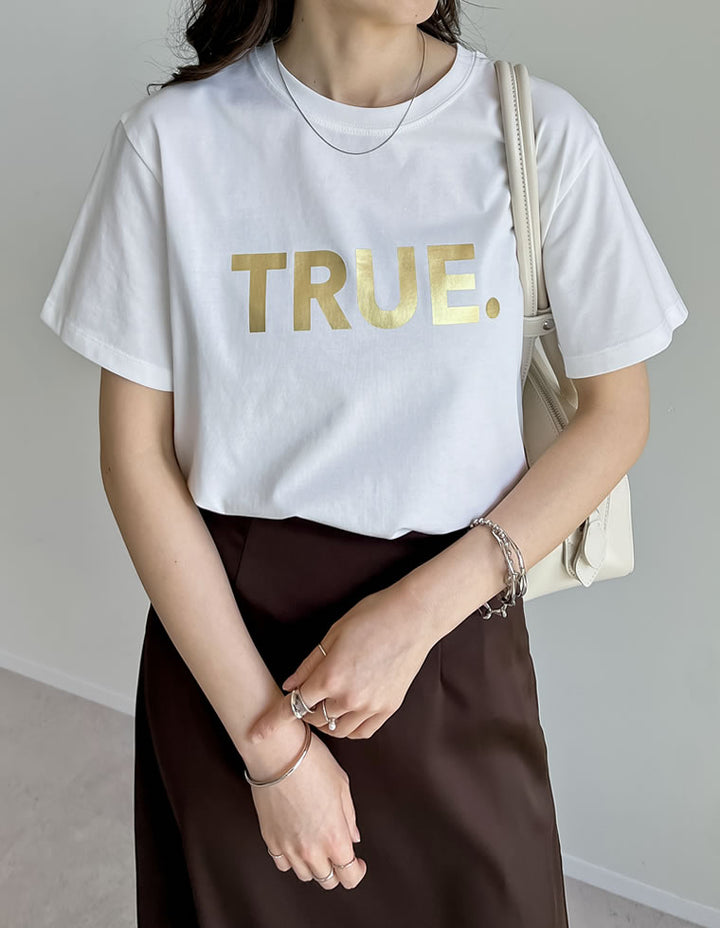 【TIME SALE 10%OFF ¥2,498⇒¥2,248】[UVカット][接触冷感][紫外線対策][新色追加]TRUEメタリックロゴプリントTシャツ[mb] トップス 人気レディースファッション通販 リエディ