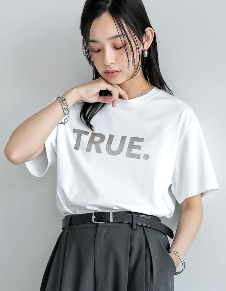 【TIME SALE 10%OFF ¥2,498⇒¥2,248】[UVカット][接触冷感][紫外線対策][新色追加]TRUEメタリックロゴプリントTシャツ[mb] トップス 人気レディースファッション通販 リエディ