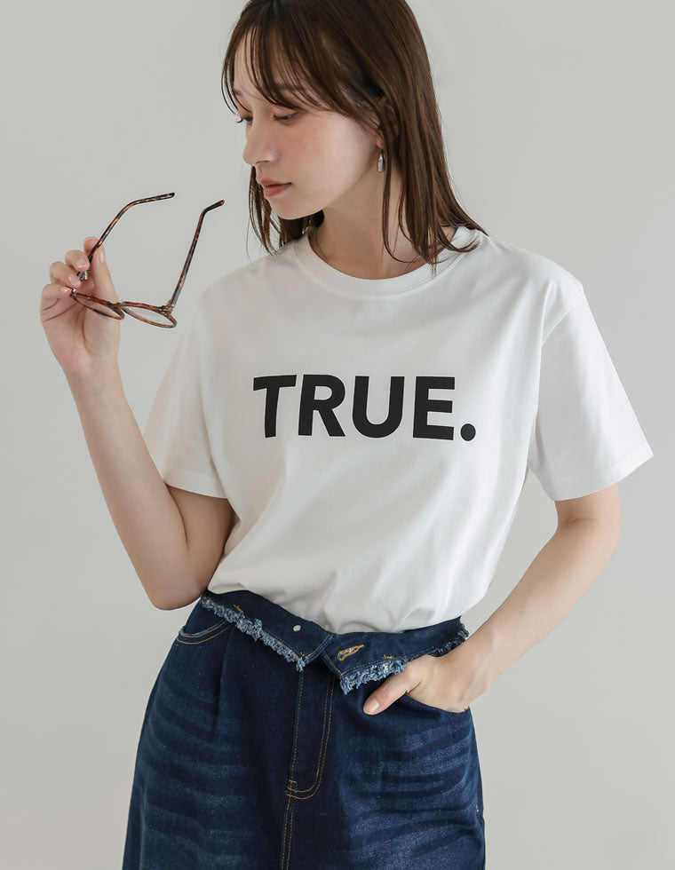 TRUEメタリックロゴプリントTシャツ - トップス通販 | 人気レディース