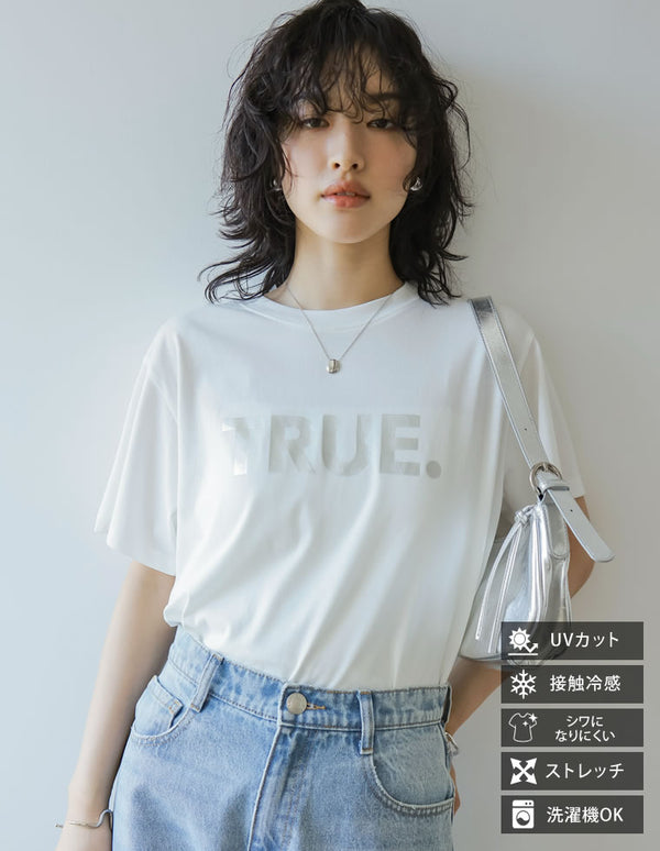 【限定TIME SALE 20%OFF ¥2,498⇒¥1,998】[UVカット][接触冷感][紫外線対策][新色追加]TRUEメタリックロゴプリントTシャツ[mb]