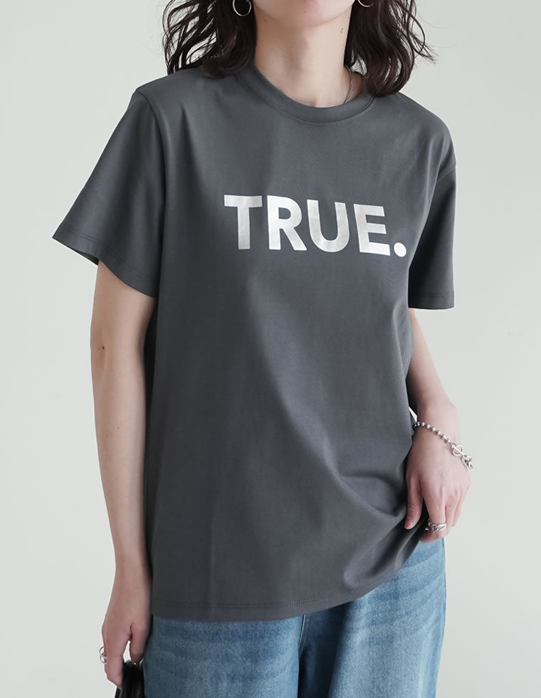 TRUEメタリックロゴプリントTシャツ - トップス通販 | 人気レディース