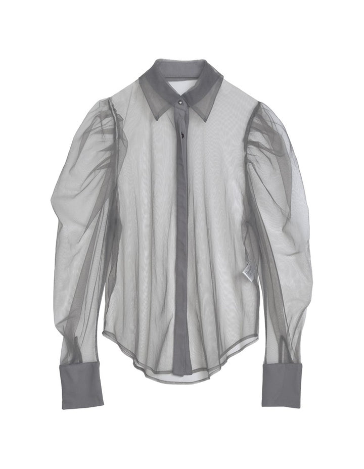 チュールボリュームスリーブシアーシャツ トップス レディースファッション通販 リエディ