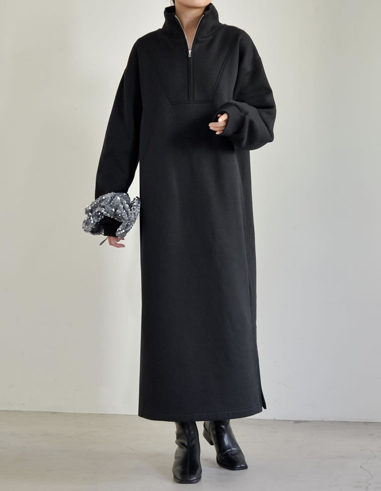 裏起毛ハーフジップワンピース - ワンピース通販 | 人気レディース