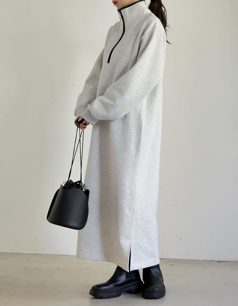 裏起毛ハーフジップワンピース - ワンピース通販 | 人気レディース