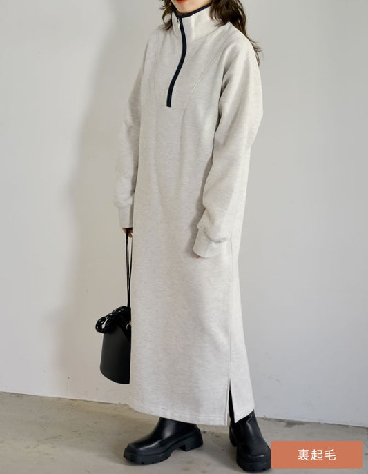 [低身長サイズ有]裏起毛ハーフジップワンピース ワンピース レディースファッション通販 リエディ