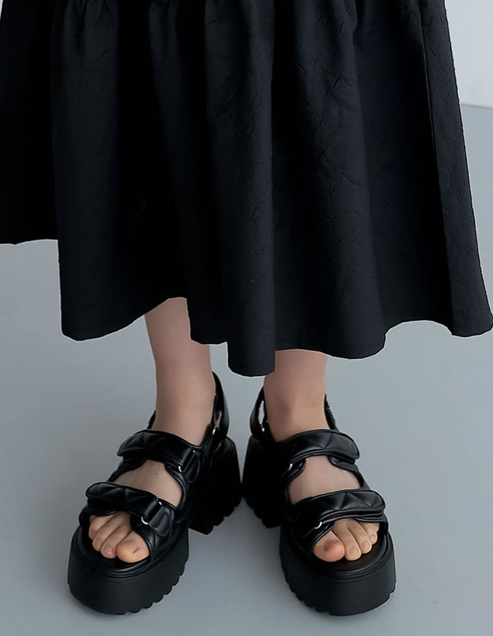 【TIME SALE 60%OFF ¥5,999⇒¥2,399】[大きいサイズ有]キルティングデザインスポーツサンダル シューズ 人気レディースファッション通販 リエディ