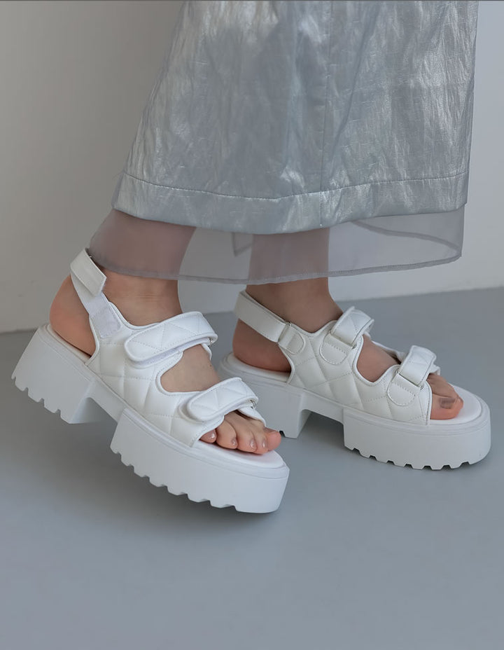 【TIME SALE 60%OFF ¥5,999⇒¥2,399】[大きいサイズ有]キルティングデザインスポーツサンダル シューズ 人気レディースファッション通販 リエディ