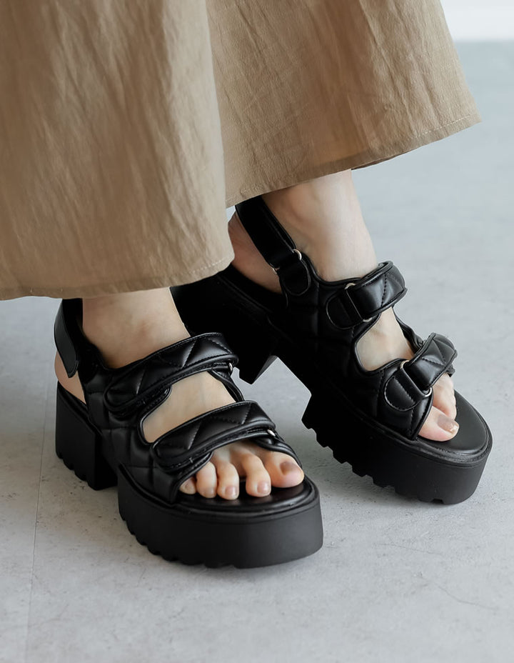 【TIME SALE 60%OFF ¥5,999⇒¥2,399】[大きいサイズ有]キルティングデザインスポーツサンダル シューズ 人気レディースファッション通販 リエディ