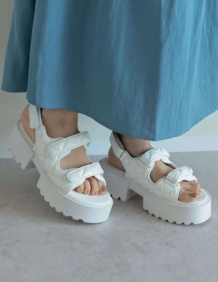 【TIME SALE 60%OFF ¥5,999⇒¥2,399】[大きいサイズ有]キルティングデザインスポーツサンダル シューズ 人気レディースファッション通販 リエディ