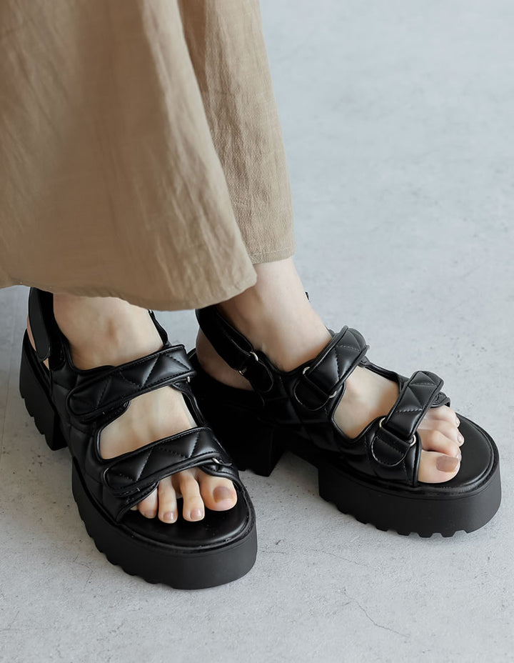 【TIME SALE 60%OFF ¥5,999⇒¥2,399】[大きいサイズ有]キルティングデザインスポーツサンダル シューズ 人気レディースファッション通販 リエディ