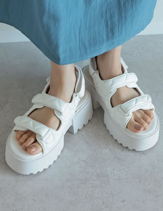 【TIME SALE 60%OFF ¥5,999⇒¥2,399】[大きいサイズ有]キルティングデザインスポーツサンダル シューズ 人気レディースファッション通販 リエディ