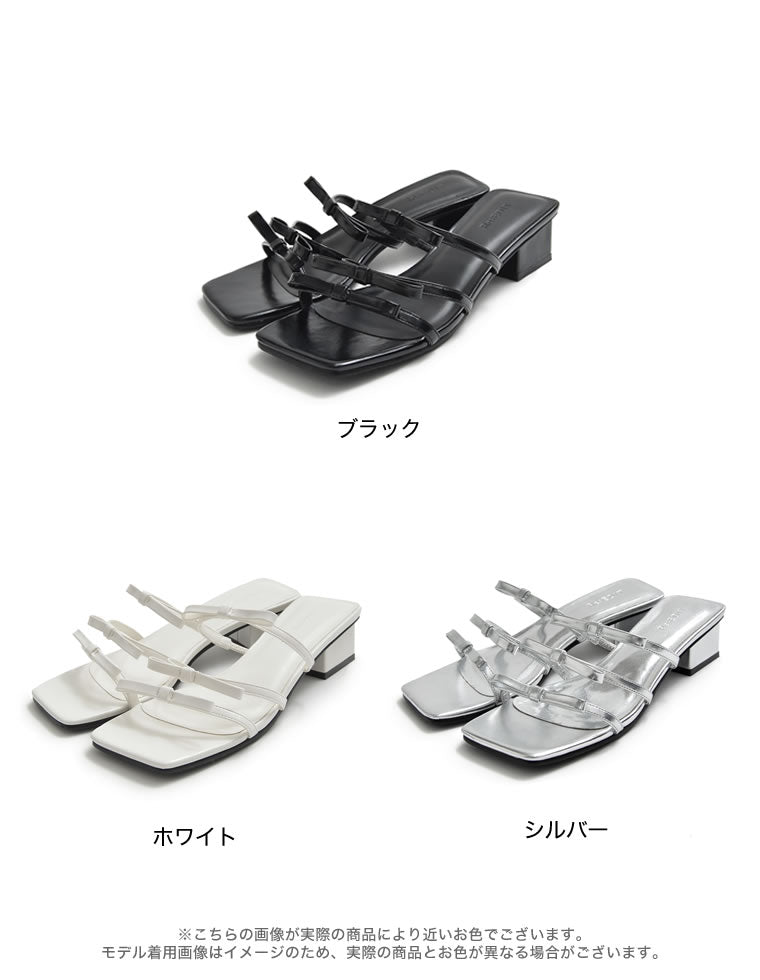 スクエアトゥリボンベルトサンダル - シューズ通販 | 人気