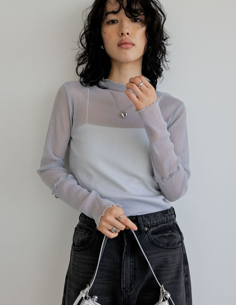 ハイネックメローデザインラメシアートップス - トップス通販 | 人気