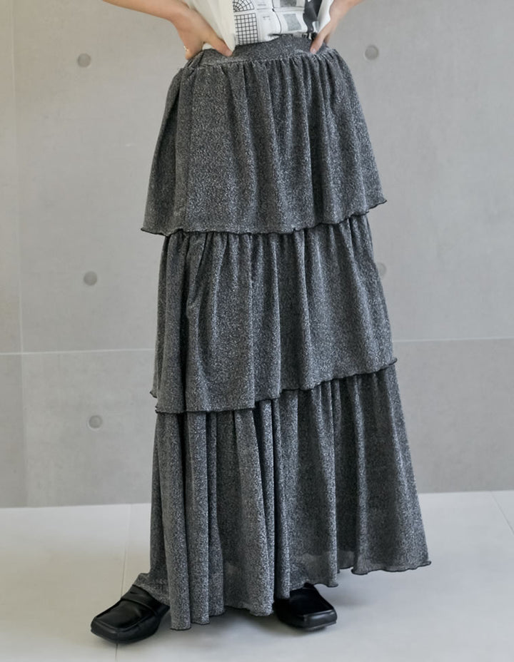 [2024SS COLLECTION][低身長サイズ有]ラメグリッターティアードスカート スカート レディースファッション通販 リエディ