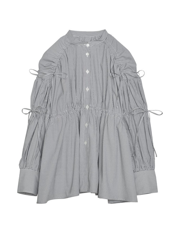 ストライプギャザーリボンブラウス トップス レディースファッション通販 リエディ