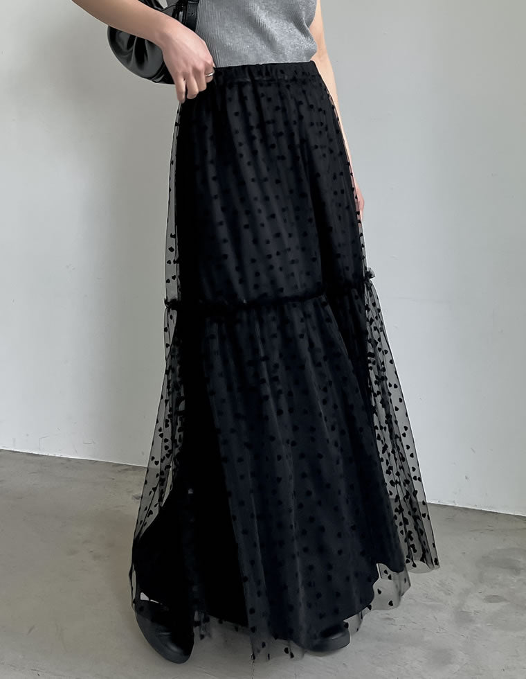 ハートフロッキーチュールフレアスカート - スカート通販 | 人気