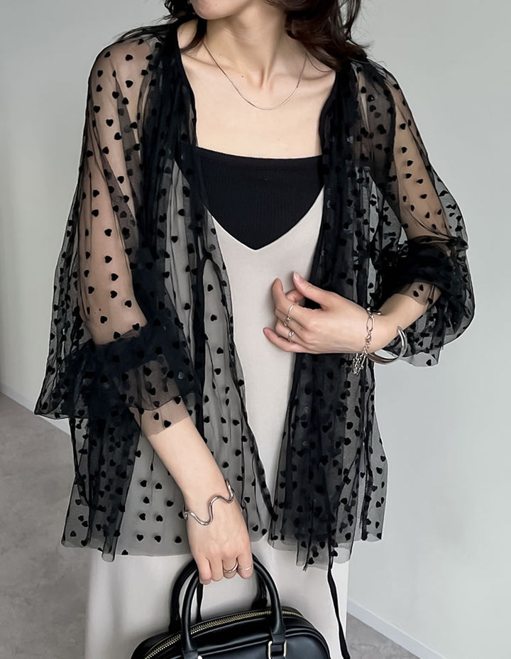 【TIME SALE 50%OFF ¥4,497⇒¥2,248】ドットor無地チュールキャンディースリーブブラウス トップス 人気レディースファッション通販 リエディ