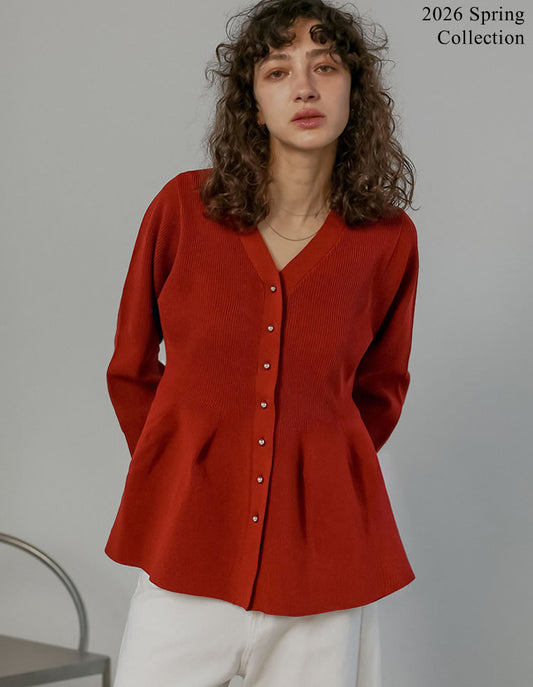 [2026S/S PRE ORDER][新色追加]スポンジニットペプラムカーディガン