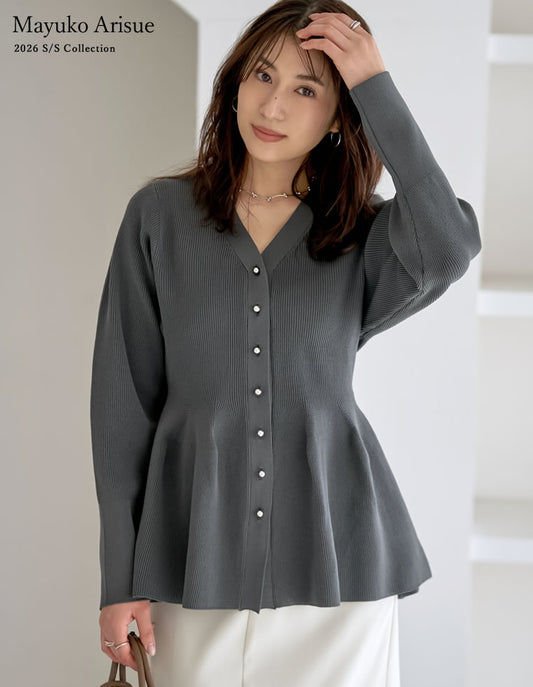 [2026S/S COLLECTION][新色追加]スポンジニットペプラムカーディガン トップス 人気レディースファッション通販 リエディ