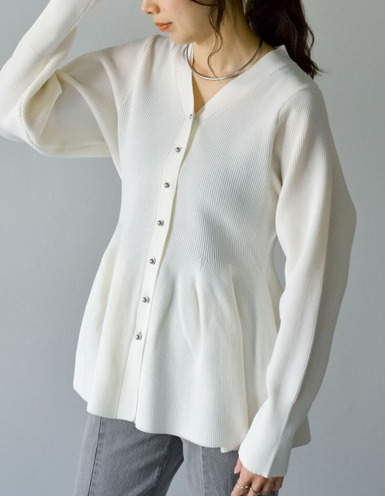 スポンジニットペプラムカーディガン - トップス通販 | 人気