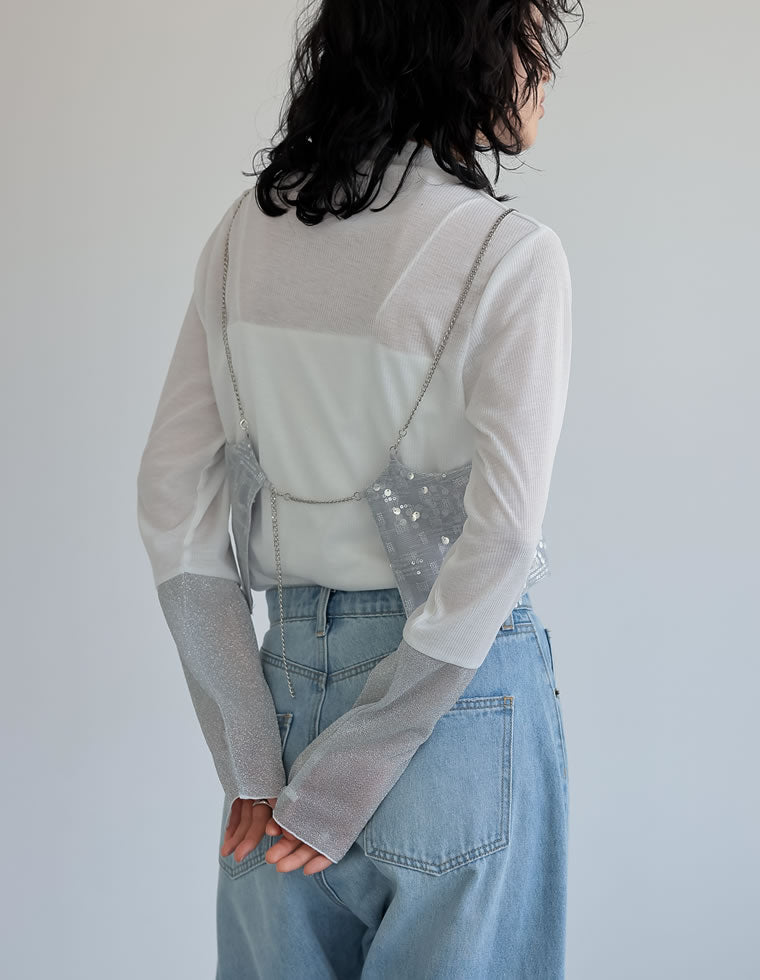 プチハイネックラメスリーブシアートップス - トップス通販 | 人気