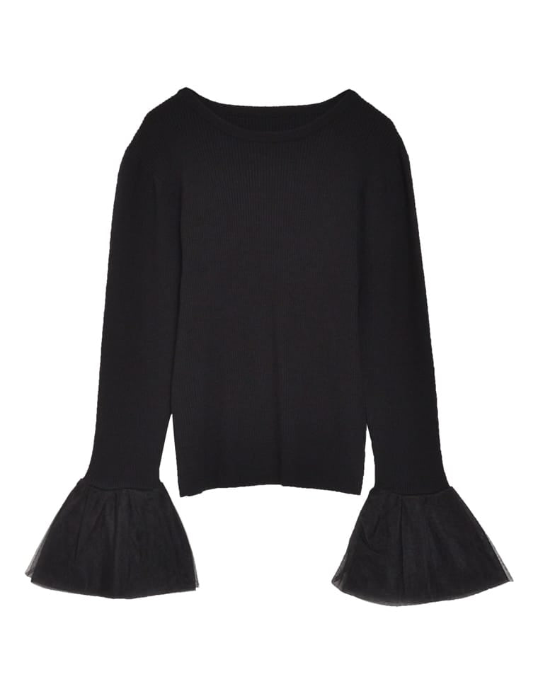 チュールカフスリブニットトップス - トップス通販 | 人気レディース