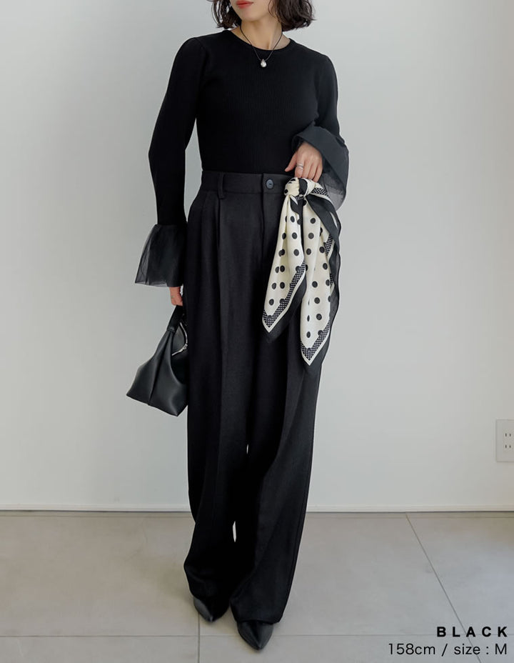 [累計販売枚数8000枚突破！][入卒式 セレモニー]チュールカフスリブニットトップス トップス 人気レディースファッション通販 リエディ