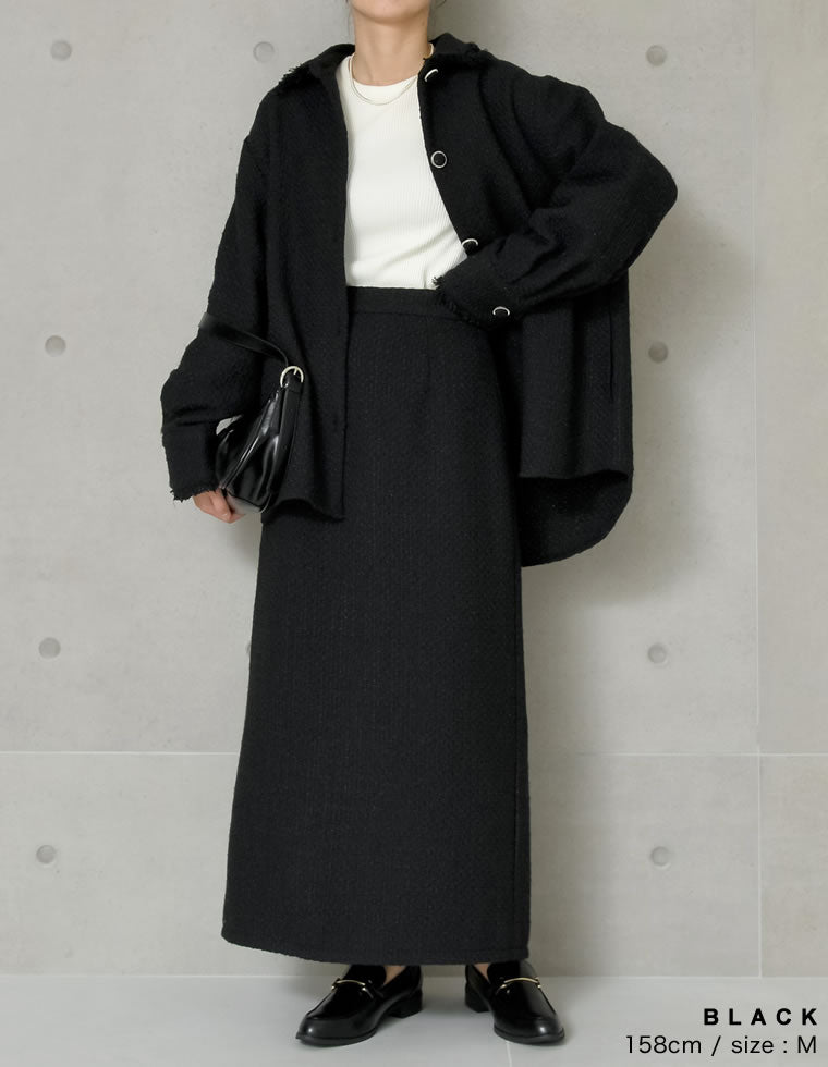 【新品タグ付】louren ツイードナロースカート チャコール　Mサイズ 新品タグ付】louren ツイードナロースカート チャコール Mサイズ Re