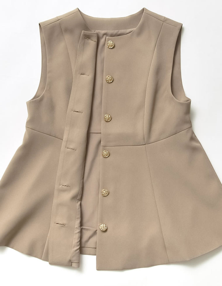 【TIME SALE 10%OFF ¥4,998⇒¥4,498】[mau×Re:EDIT][mauコラボ][オケージョン セレモニー]ドットor無地カットツイルペプラムベスト ジャケット/アウター 人気レディースファッション通販 リエディ