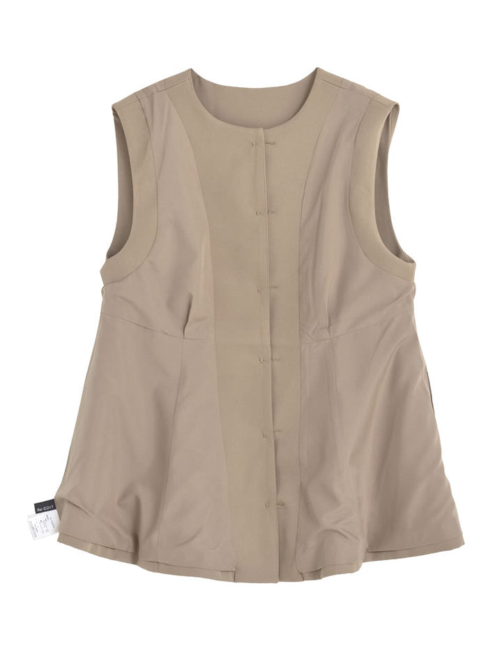 【TIME SALE 10%OFF ¥4,998⇒¥4,498】[mau×Re:EDIT][mauコラボ][オケージョン セレモニー]ドットor無地カットツイルペプラムベスト ジャケット/アウター 人気レディースファッション通販 リエディ