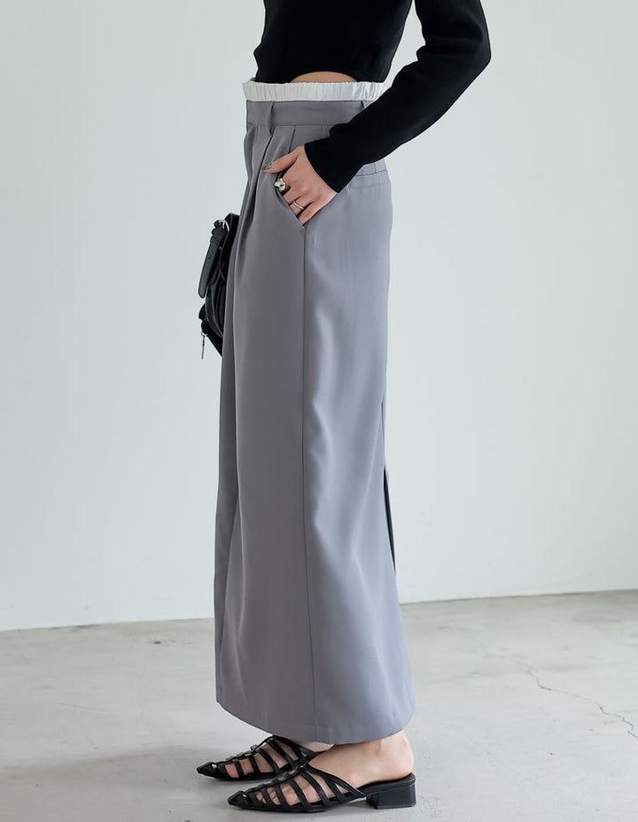 [2024SS COLLECTION][低身長サイズ有]ソフトツイルダブルウエストナロースカート[mb] スカート レディースファッション通販 リエディ