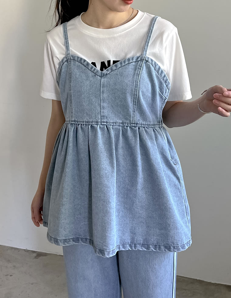 デニムペプラムキャミソール - トップス通販 | 人気レディース
