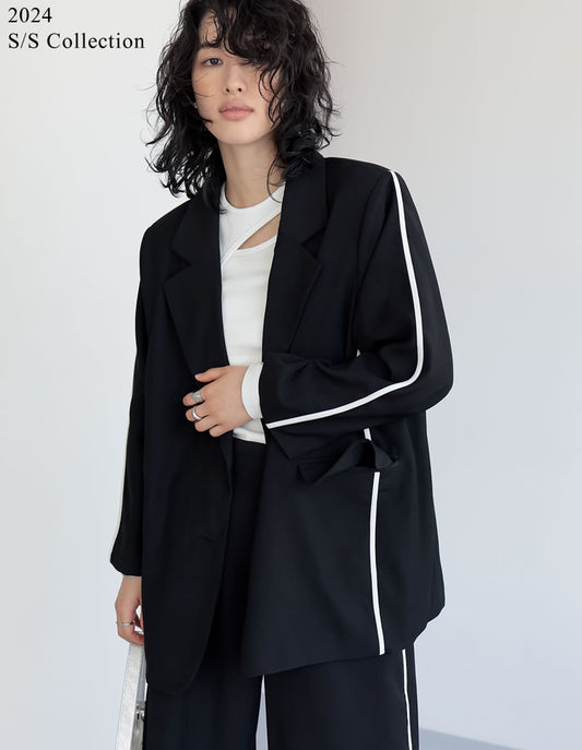 【限定TIME SALE 40%OFF ¥6,248⇒¥3,748】[2024SS COLLECTION]ソフトツイルラインデザインオーバーサイズジャケット ジャケット/アウター レディースファッション通販 リエディ