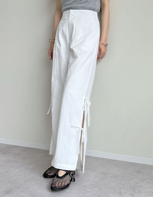 【TIME SALE 30%OFF ¥4,998⇒¥3,498】[低身長/高身長サイズ有]ナイロンサイドリボンパンツ パンツ 人気レディースファッション通販 リエディ