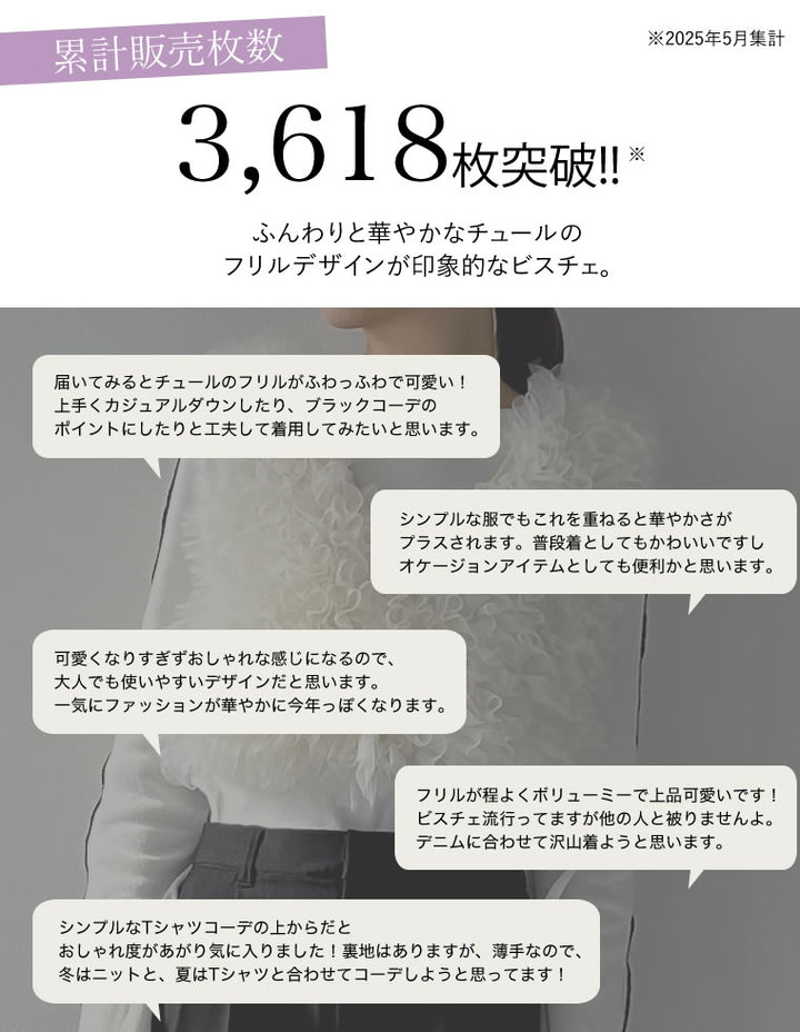 【TIME SALE 20%OFF ¥4,998⇒¥3,998】[オケージョン セレモニー][累計販売枚数3,000枚突破！]Vネックチュールフリルビスチェ トップス 人気レディースファッション通販 リエディ