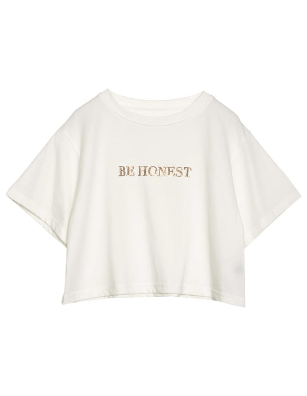 【TIME SALE 20%OFF ¥2,499⇒¥1,999】[着た瞬間ひんやり][接触冷感][UVカット]クロップド丈スパンコールロゴTシャツ[mb] トップス 人気レディースファッション通販 リエディ