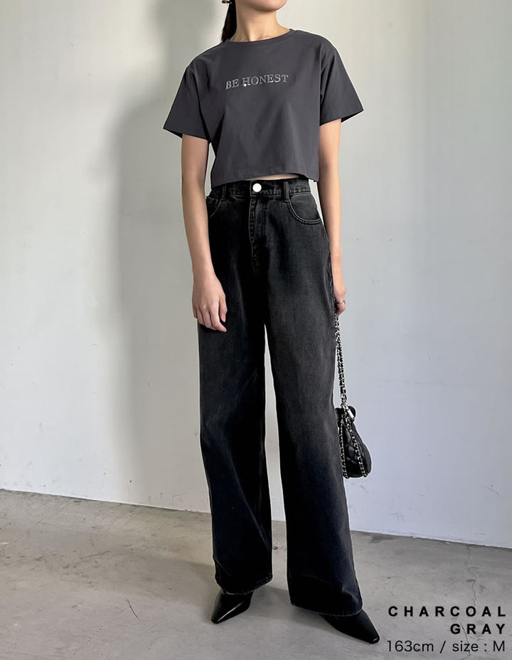 【TIME SALE 20%OFF ¥2,499⇒¥1,999】[着た瞬間ひんやり][接触冷感][UVカット]クロップド丈スパンコールロゴTシャツ[mb] トップス 人気レディースファッション通販 リエディ