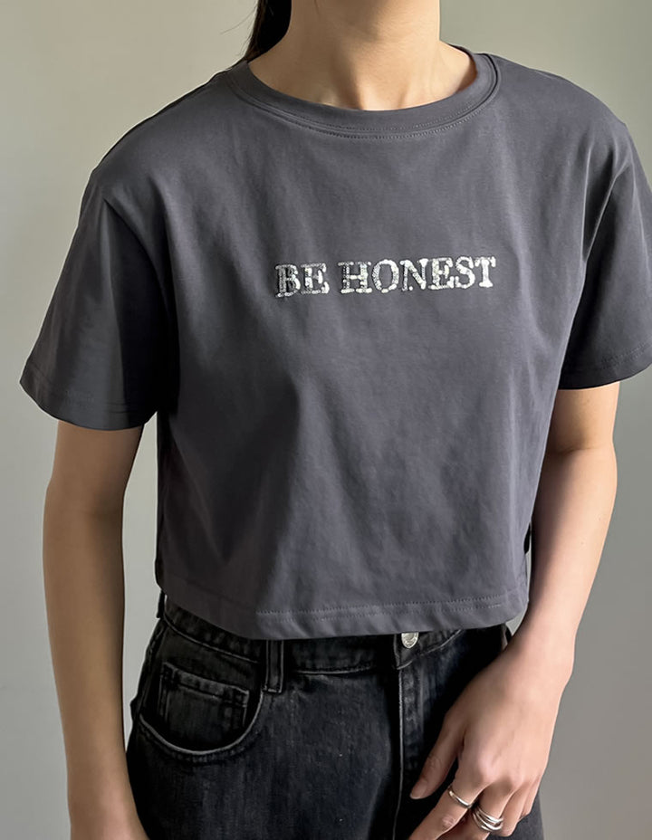 【TIME SALE 20%OFF ¥2,499⇒¥1,999】[着た瞬間ひんやり][接触冷感][UVカット]クロップド丈スパンコールロゴTシャツ[mb] トップス 人気レディースファッション通販 リエディ
