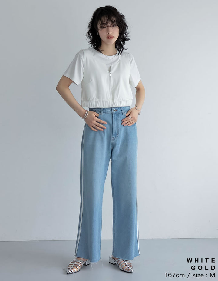【TIME SALE 20%OFF ¥2,499⇒¥1,999】[着た瞬間ひんやり][接触冷感][UVカット]クロップド丈スパンコールロゴTシャツ[mb] トップス 人気レディースファッション通販 リエディ