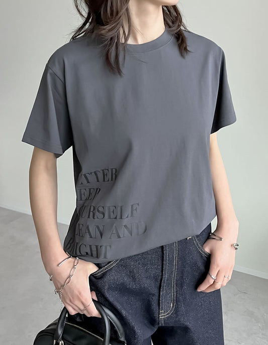 【FINAL SALE 44%OFF】[着た瞬間ひんやり][接触冷感][UVカット]サイドメッセージロゴTシャツ