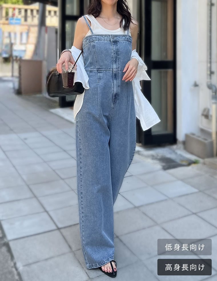CLANE デニムオールインワン　サイズ1 正規品 CLANE - バック オープン デニム オールインワン - BACK OPEN