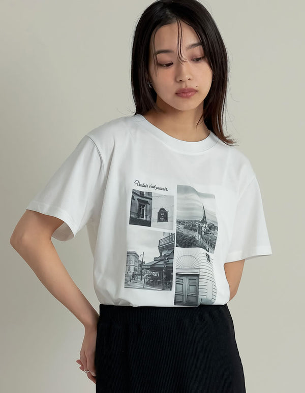 [UVカット][紫外線対策]シーンナリーフォトプリントTシャツ