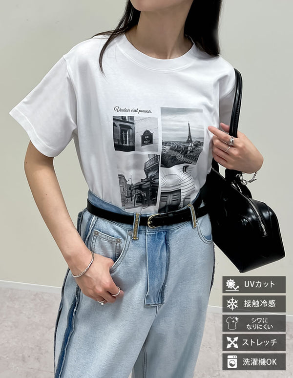 【限定TIME SALE 5%OFF ¥2,498⇒¥2,373】[UVカット][紫外線対策]シーンナリーフォトプリントTシャツ[mb] トップス 人気レディースファッション通販 リエディ
