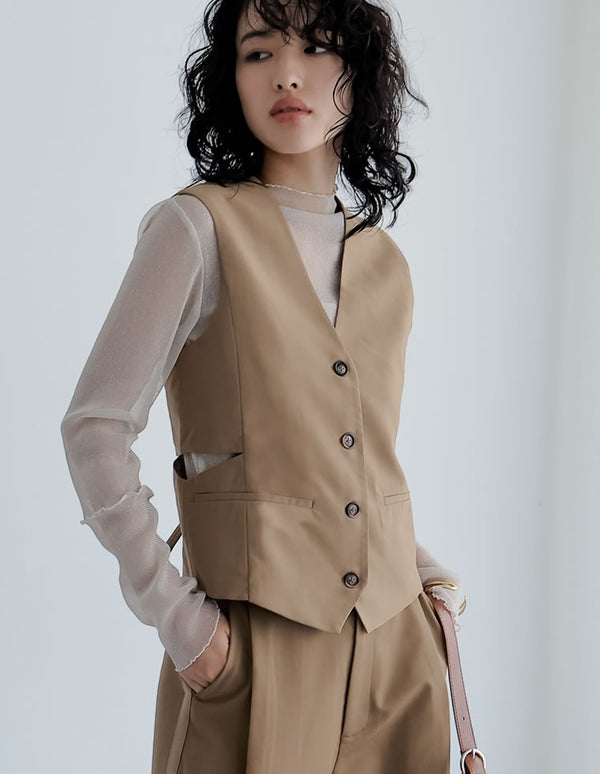 【決算SALE！ 35％OFF】ライトツイルサイドカッティングVネックベスト
