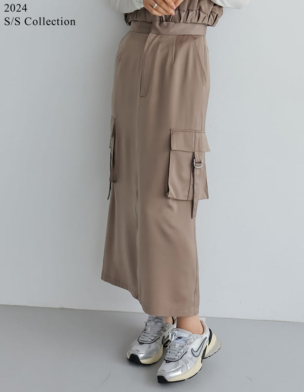 [2024SS COLLECTION][低身長サイズ有]サテンカーゴスカート スカート レディースファッション通販 リエディ