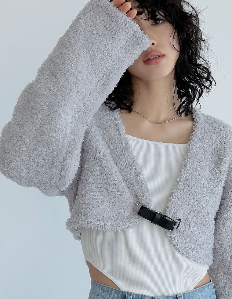 リボンテープヤーンベルトデザインショート丈ボレロ - トップス通販