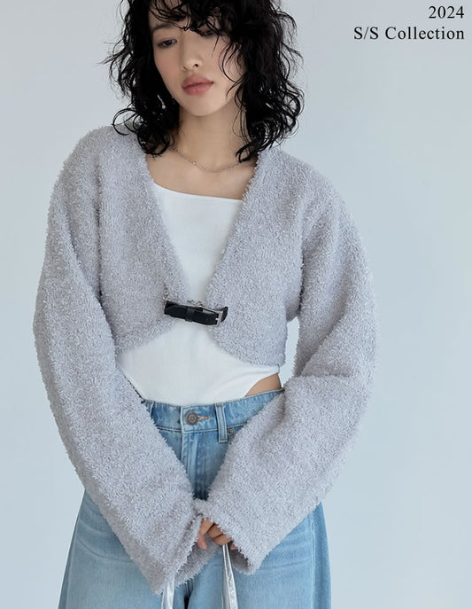 【2024SS先行予約会！20％OFFクーポン対象】[2024SS PRE ORDER]リボンテープヤーンベルトデザインショート丈ボレロ トップス レディースファッション通販 リエディ