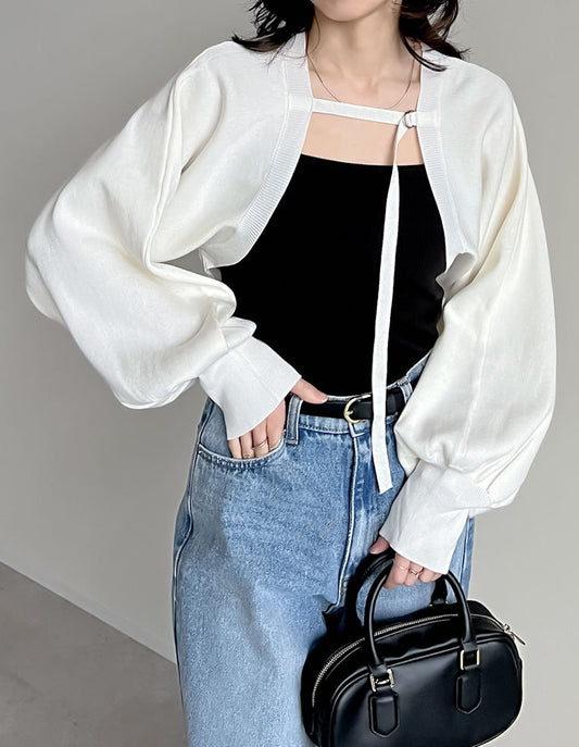 【TIME SALE 20%OFF】レーヨンナイロンミラノリブニットボレロ トップス 人気レディースファッション通販 リエディ