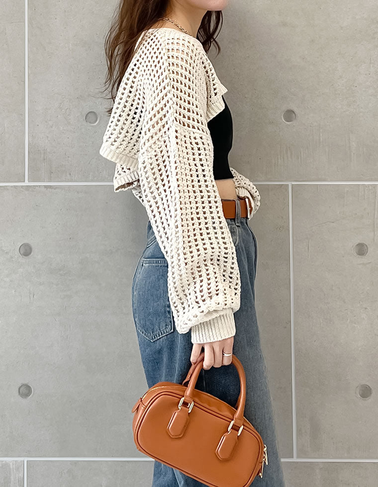ショート丈ラメメッシュニットトップス - トップス通販 | 人気
